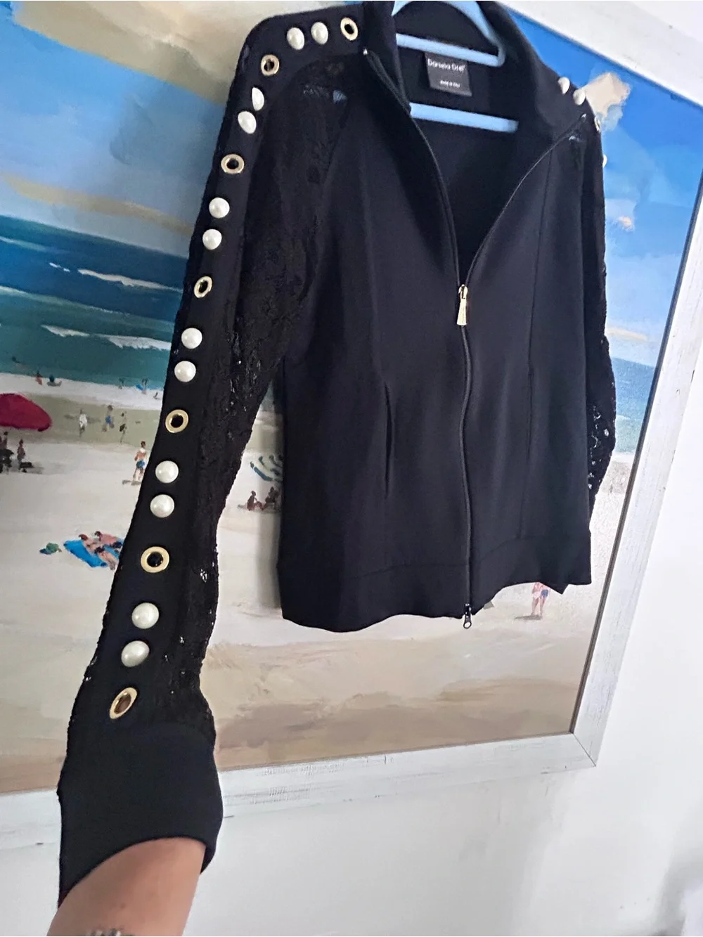 Daniel Drei Italian Black Zip-Front track Jacket